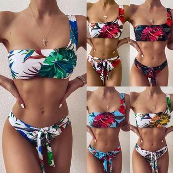 Jaunu Viena Pleca, Iespiests Peldkostīmi Pārsējs Push Up Peldkostīms Bikini Peldēšanas Tērps Sievietēm Stroje K Pielowe Damskie